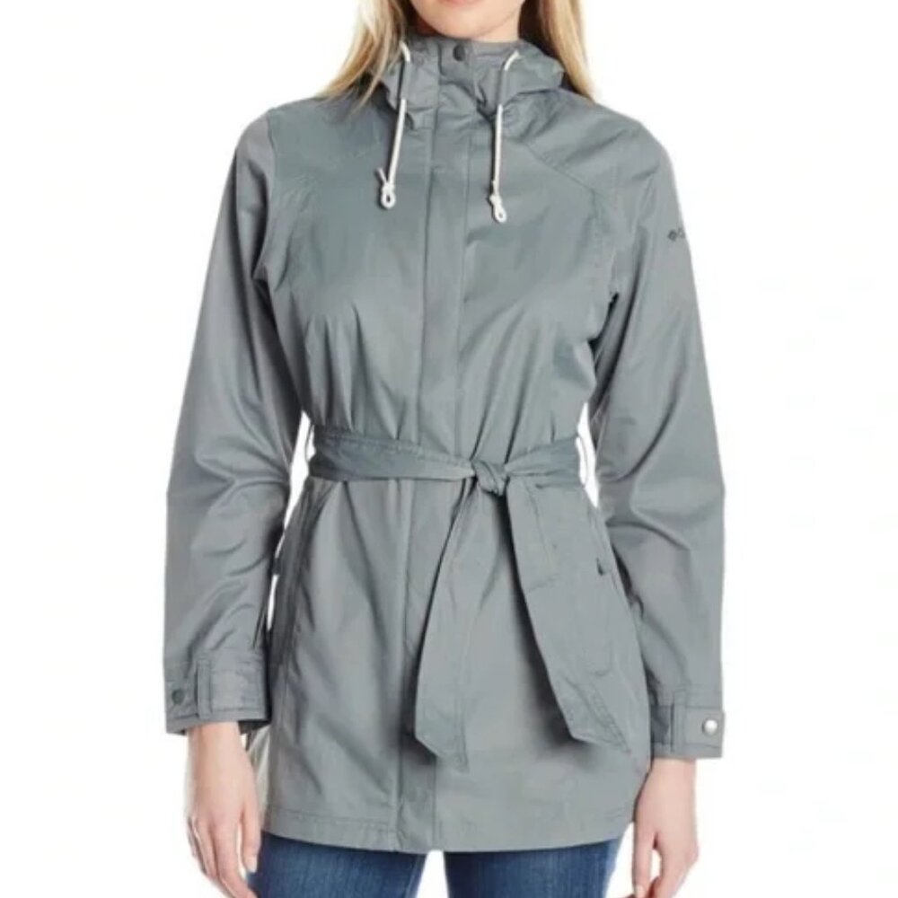Columbia Sportswear Pardon My Trench Belted Rain Coat Jacket Blue Gray S